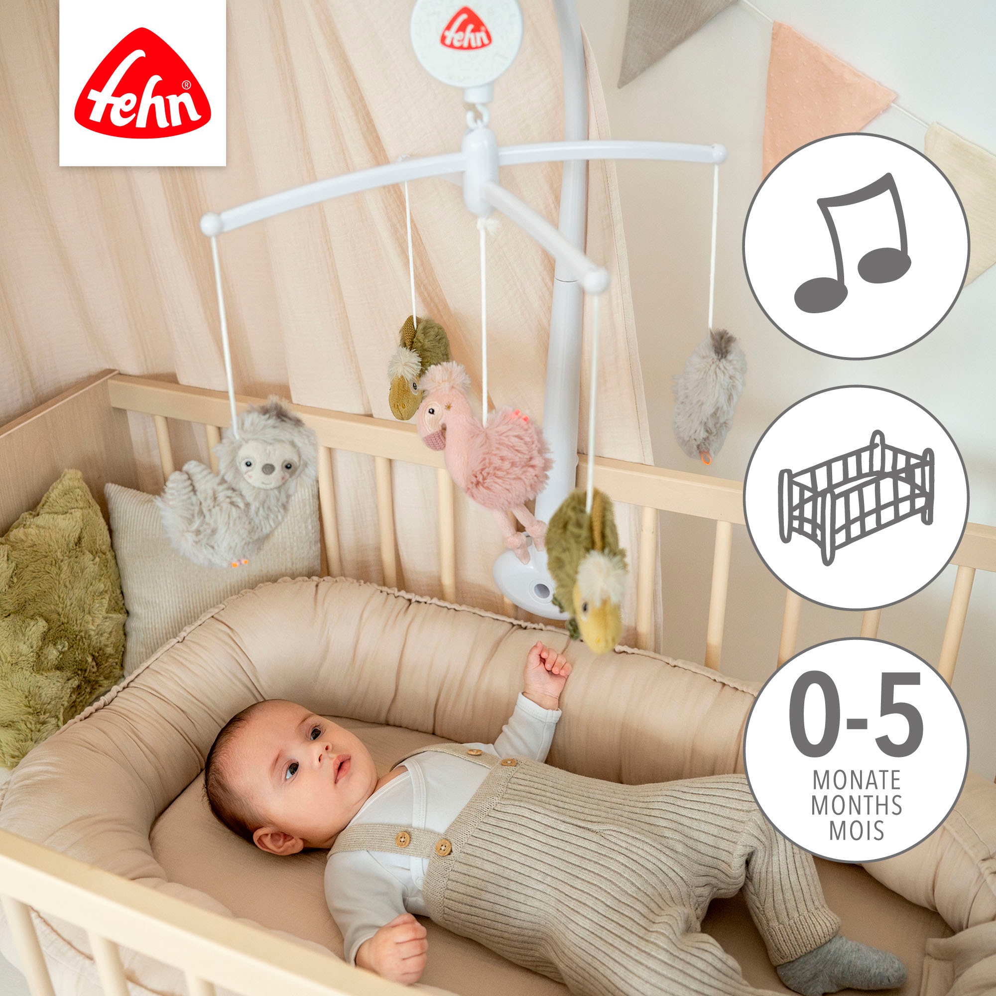 Fehn Mobile »Lazy, Crazy & Pink, Musik-Mobile« mit mechanischem Spielwerk