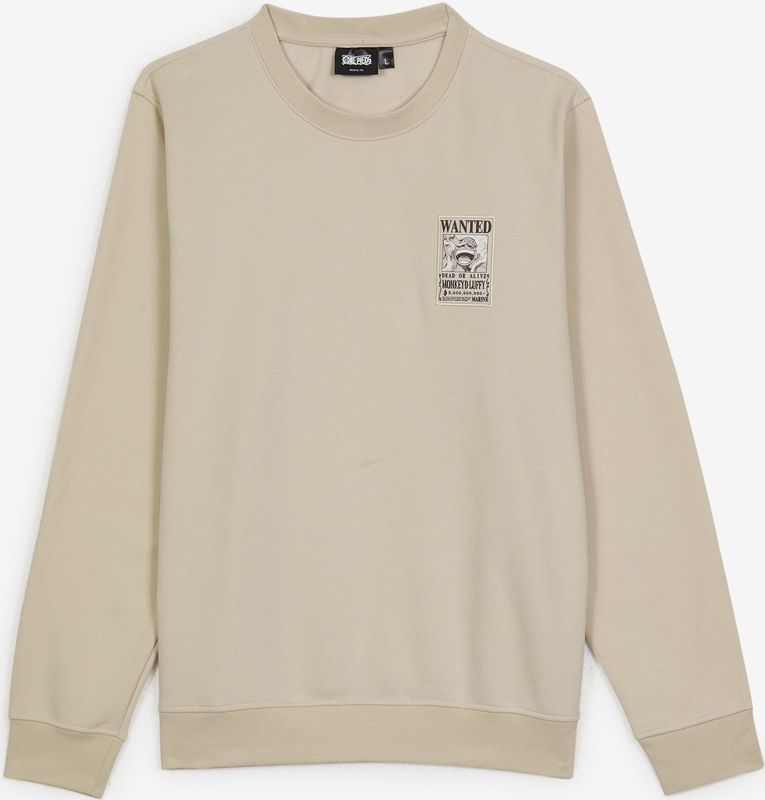 One Piece Sweat Crew Wanted Luffy  Beige  Heren