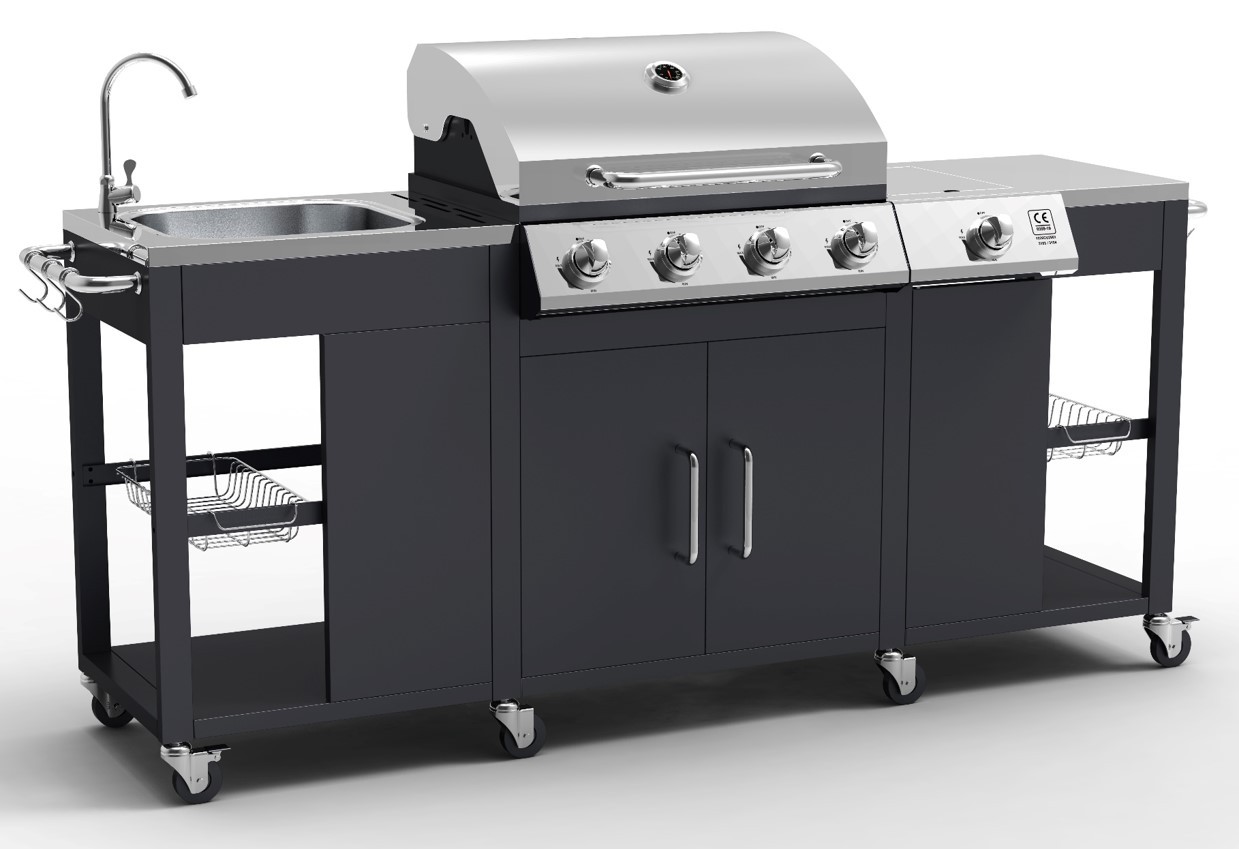 TEPRO Gasgrill Outdoor-Küche PETERSBURG - Edelstahl-schwarz - 3193