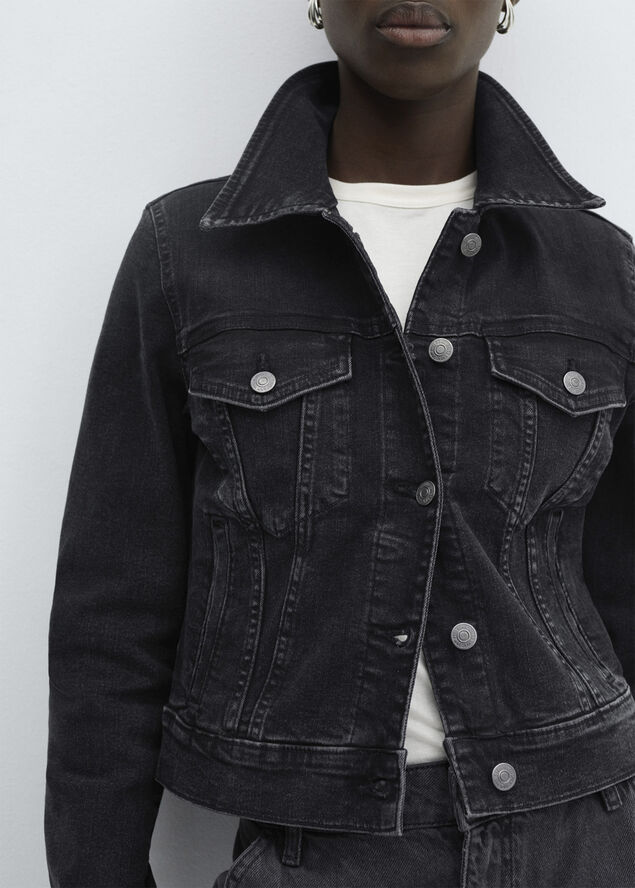MANGO Pocketed denim jacket Open grey