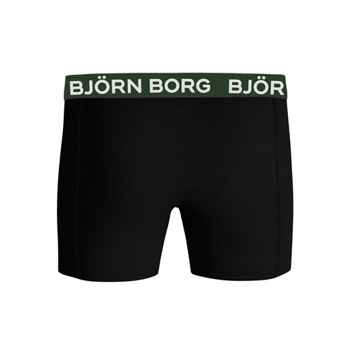 Björn Borg Cotton Stretch 5-pak Boxershorts, Sort/Grøn/Print, M