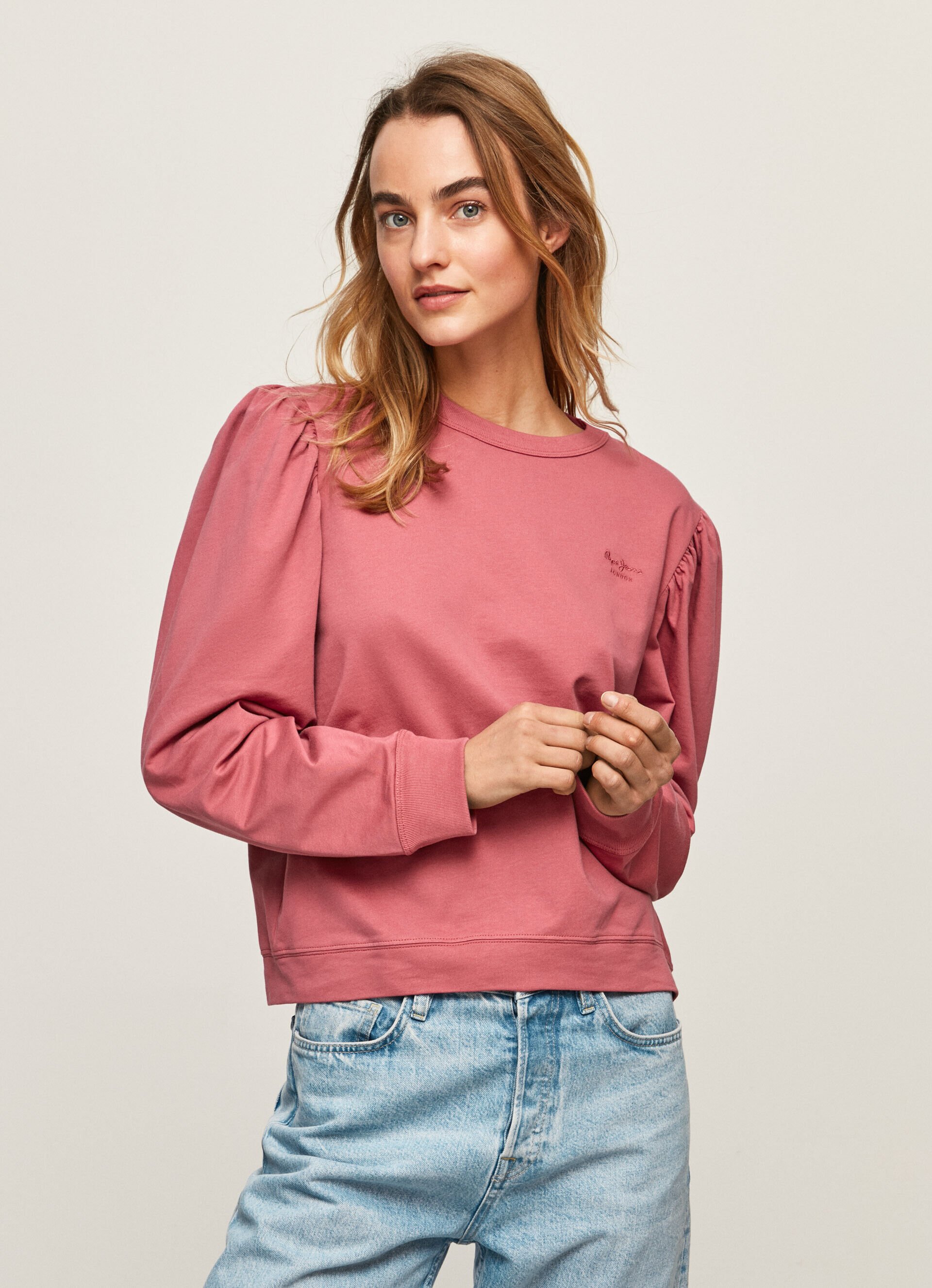 Moletom de algodão com logo bordado - rosa blush escuro