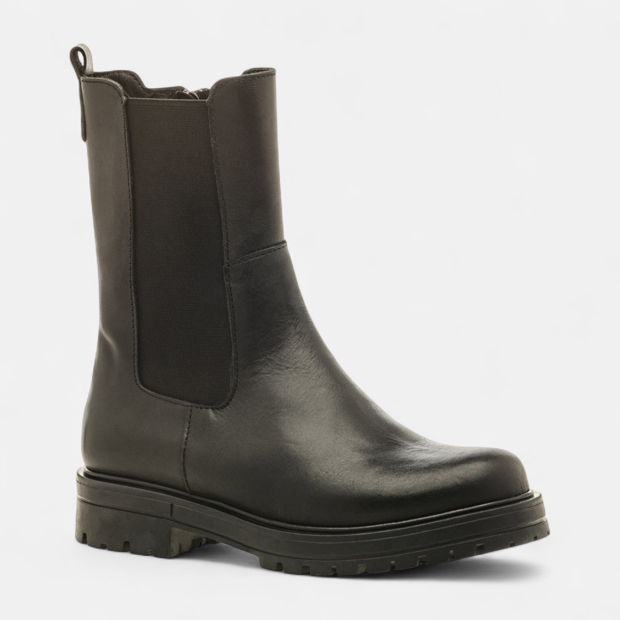 Bottes Fille en cuir noir