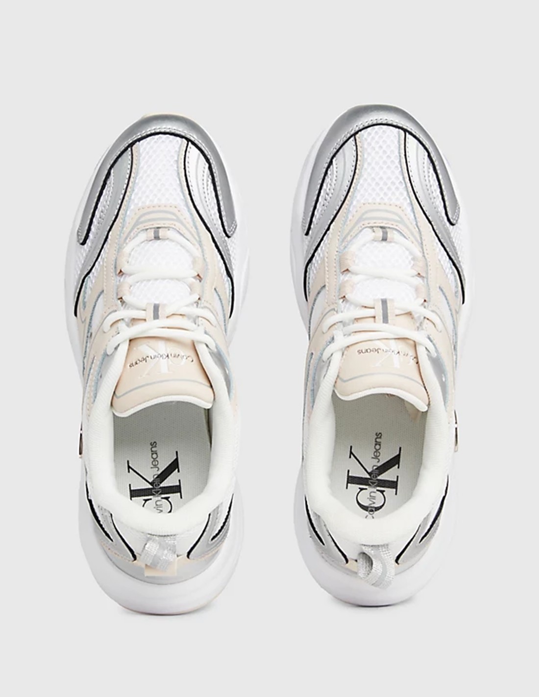 calvin klein Baskets de ville femme retro tennis low blanc/creme/metal