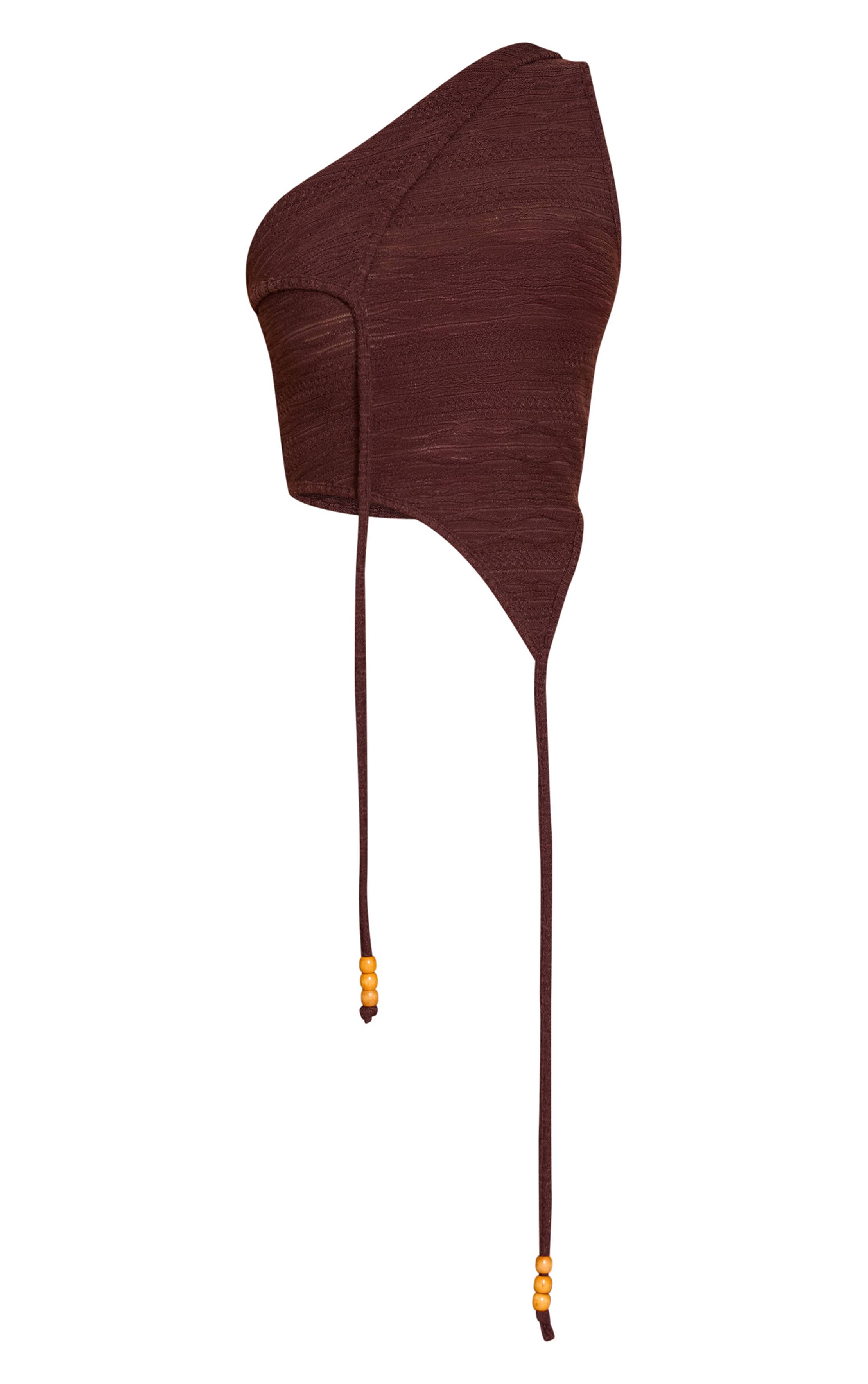 Chocolat Top Court Asymétrique À Perles Texturées