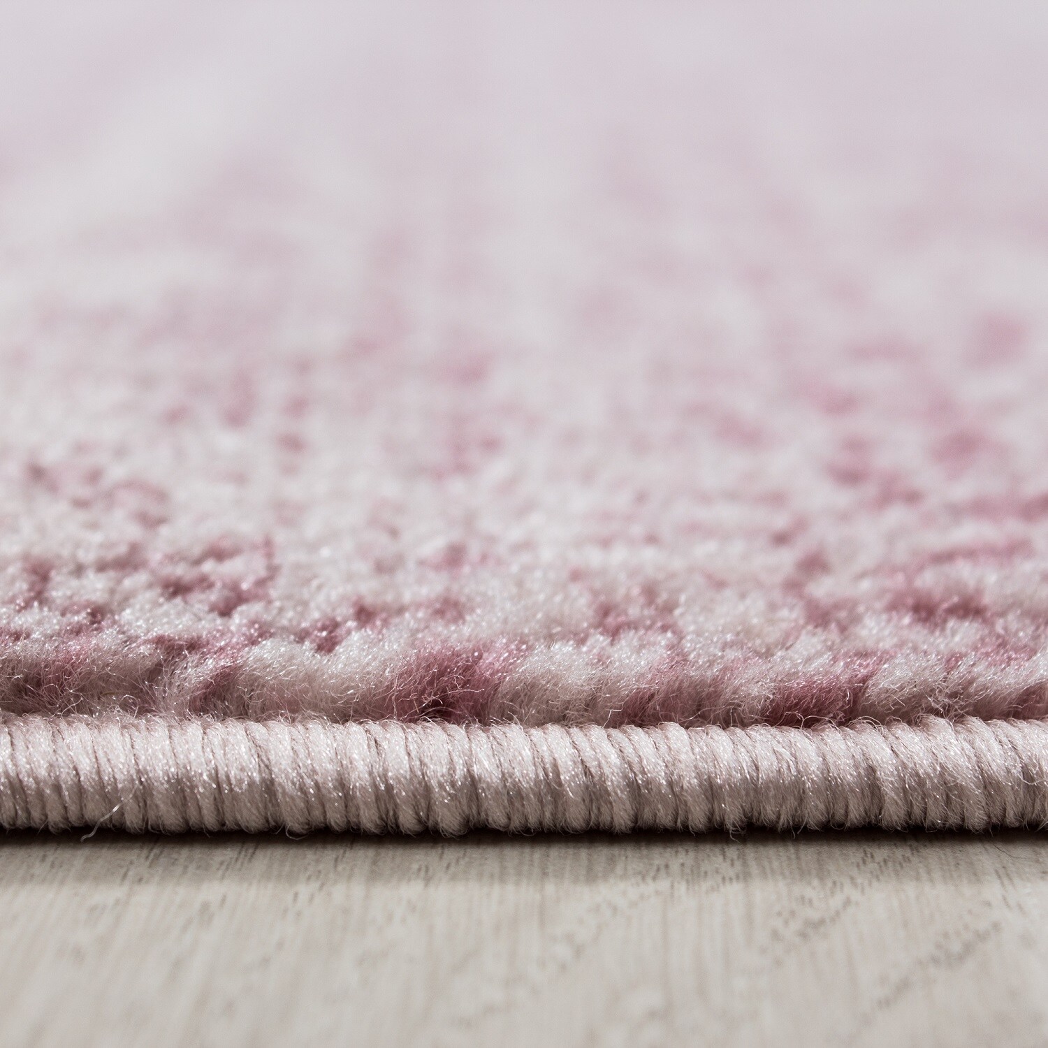 Teppich Kurzflor Modern Wohnzimmer Einfarbig Meliert Uni Pink Beige Grau Lila
