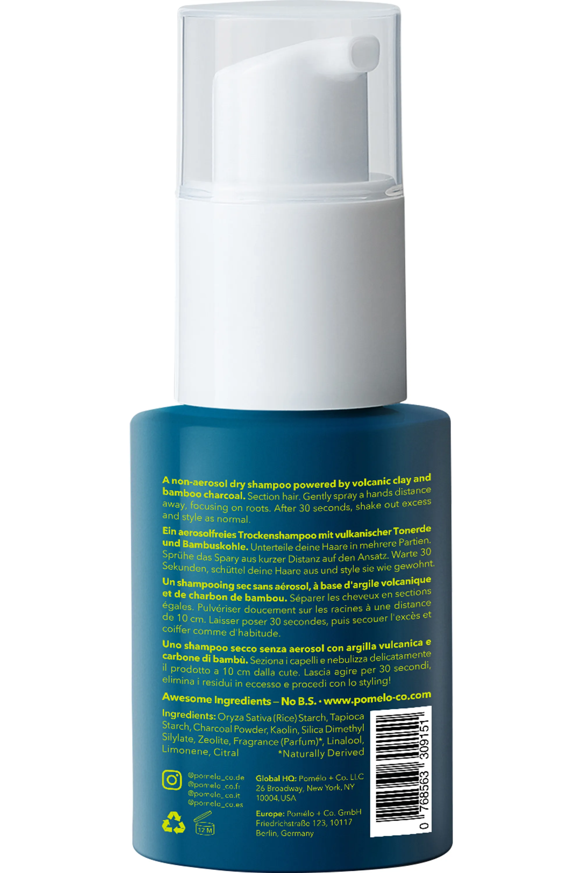 Pomélo+Co Shampoing sec pour cheveux bruns boost de volume Bamboo Detox-48 g