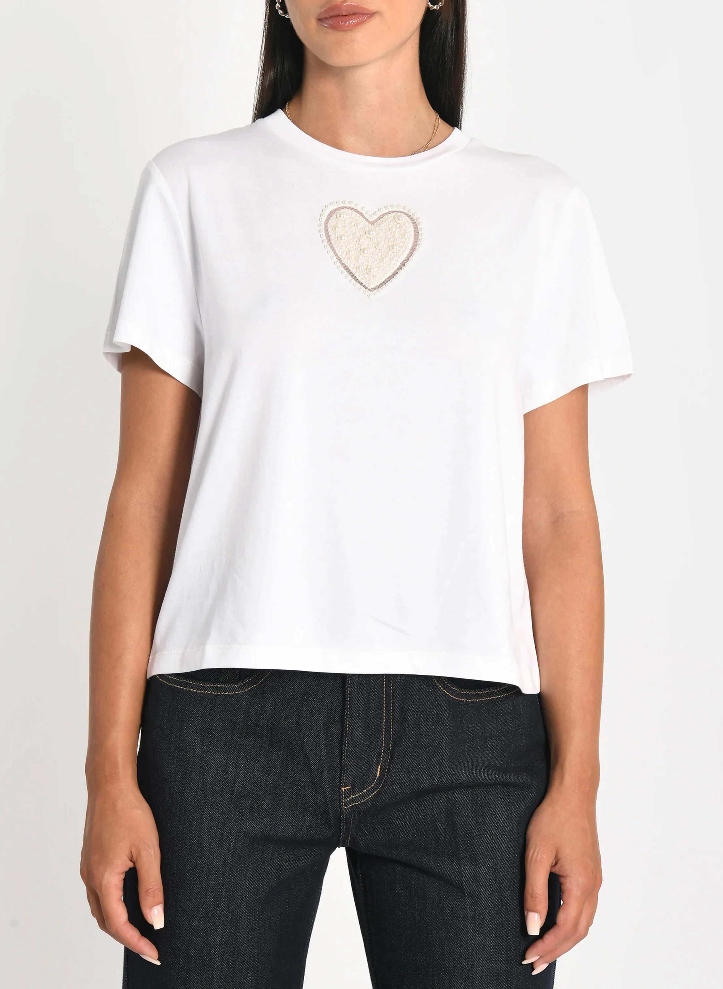 NINA - Tee-shirt col rond en coton | Blanc