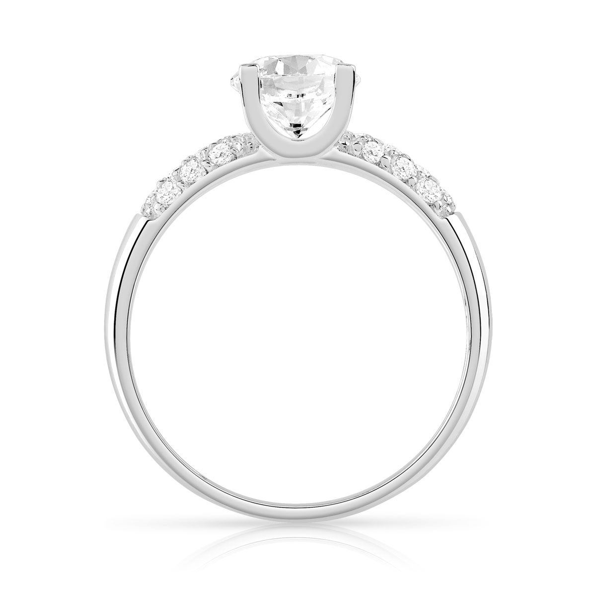 Bague or 375 blanc zirconias