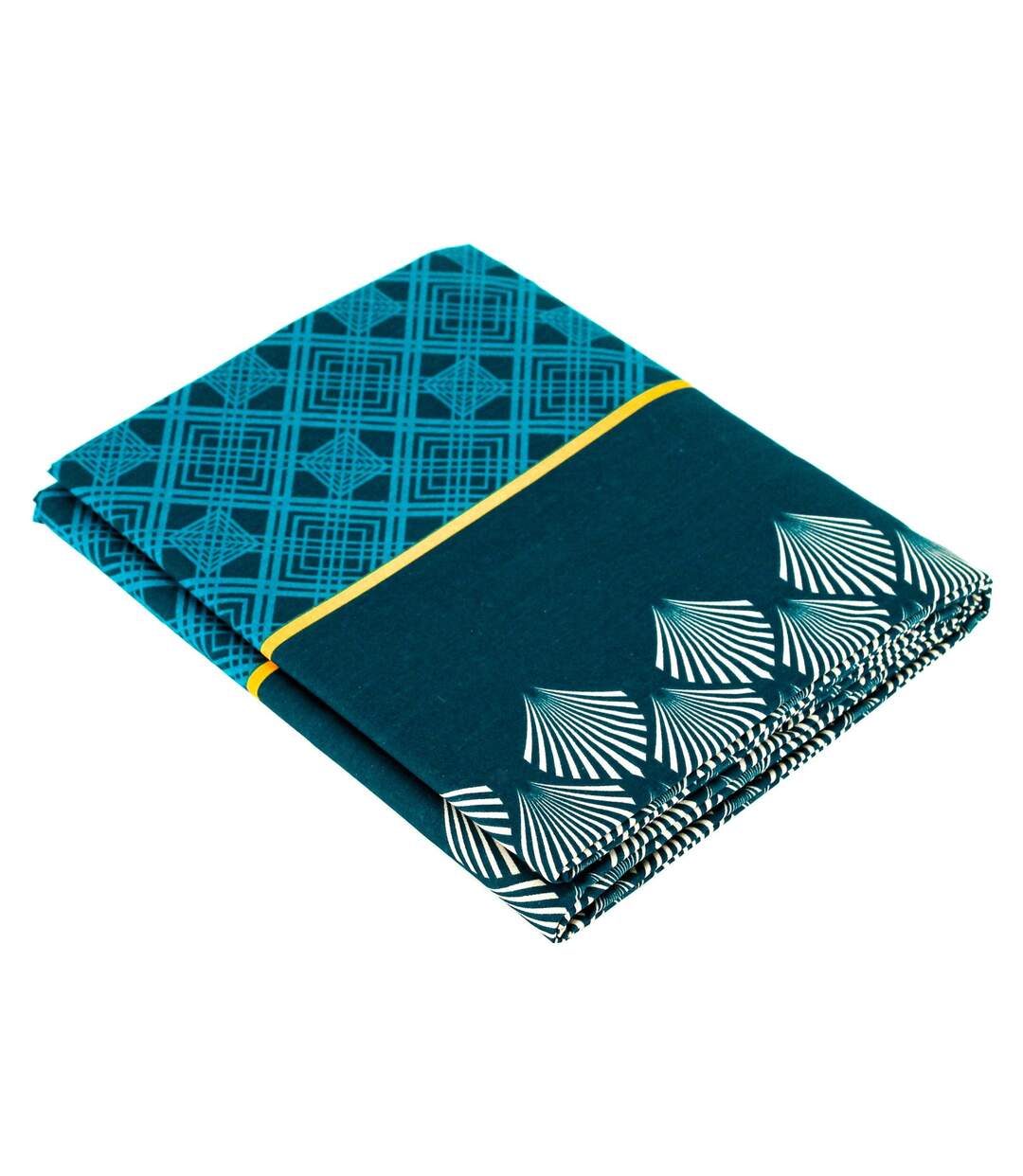 Drap plat 280x310 cm coton TALISMAN bleu Paon
