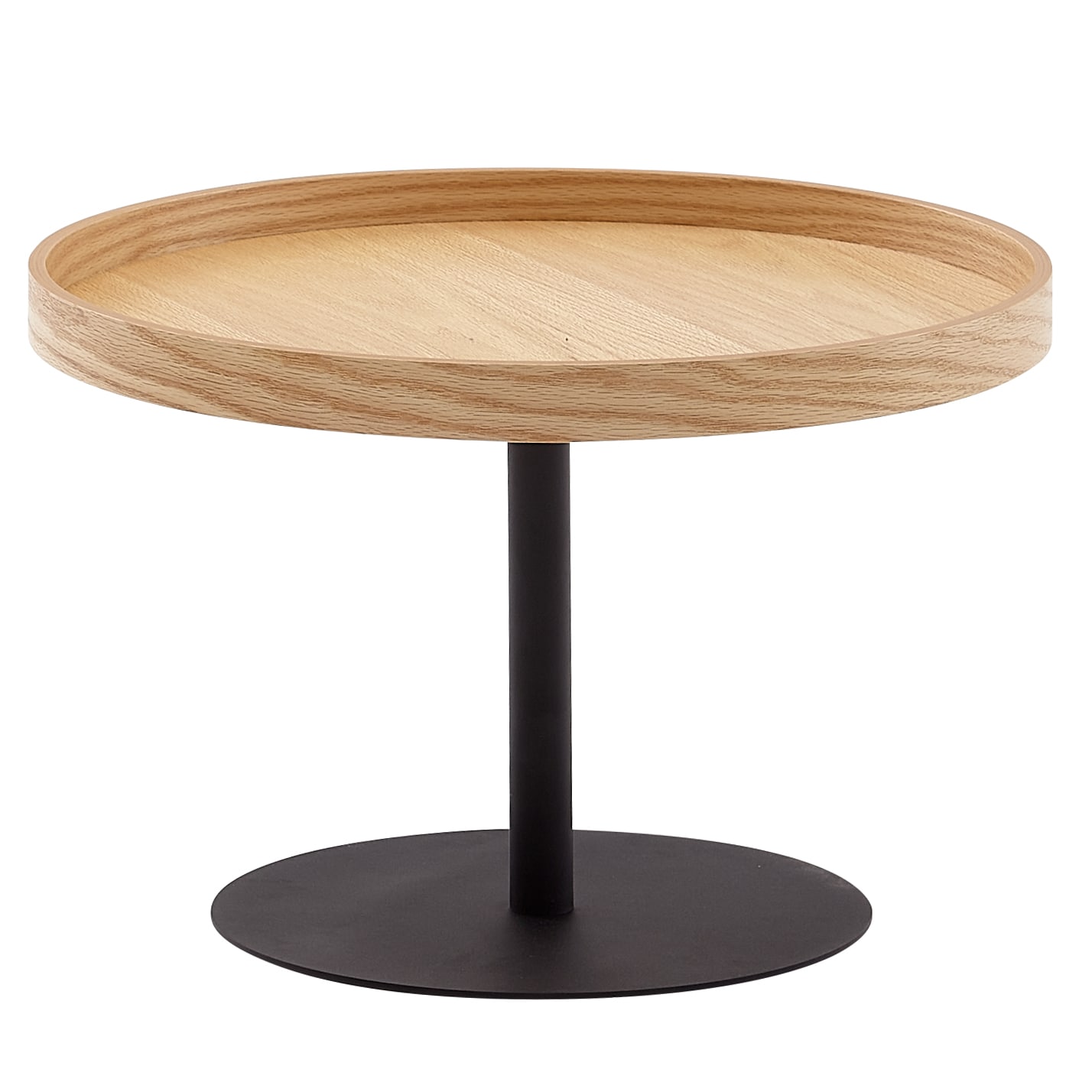 KADIMA DESIGN Couchtisch mit Holzmaserung und erhöhtem Rand, Metallgestell, Eichenfurnier