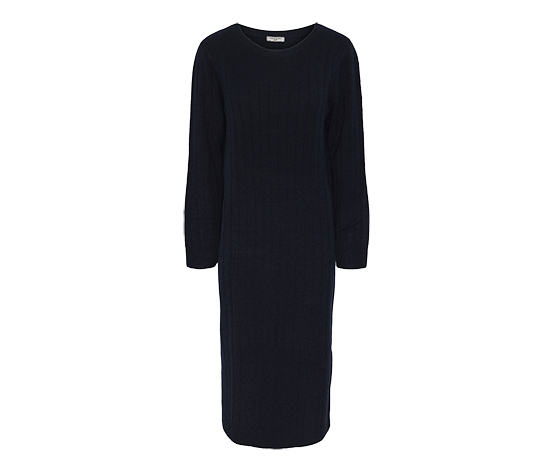 Geripptes Strickkleid, dunkelblau