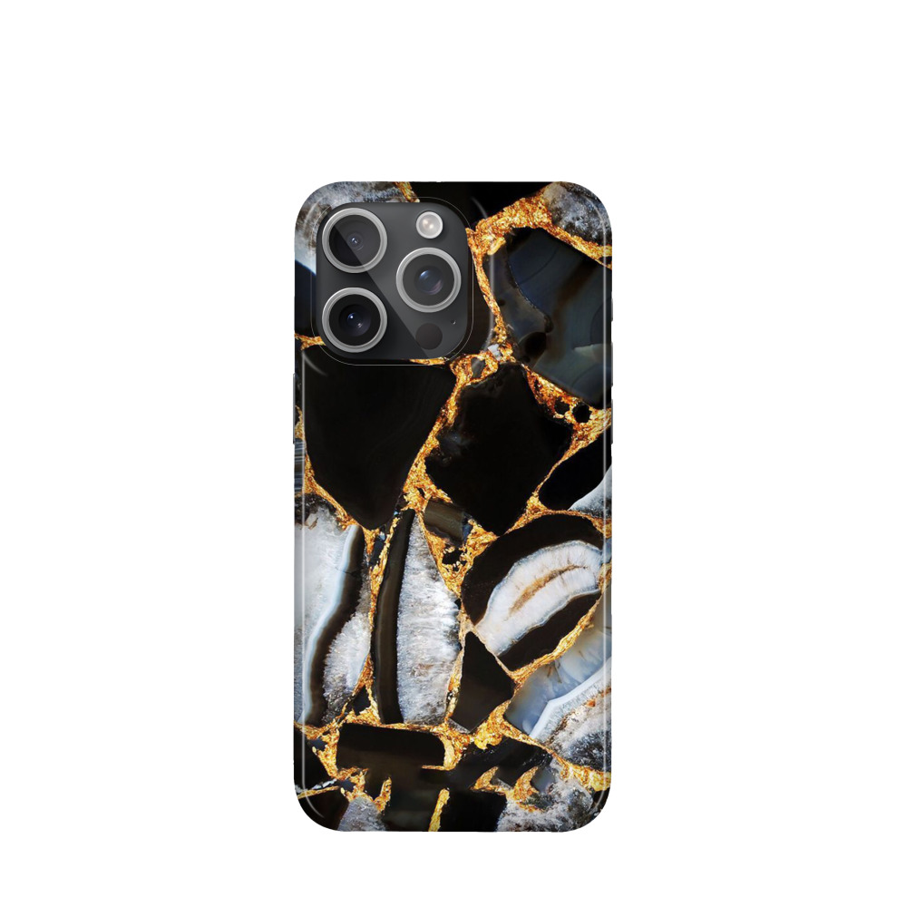 iPhone 15 Pro Max Kunststoff Hülle Marmor Marble 6 - Schwarz
