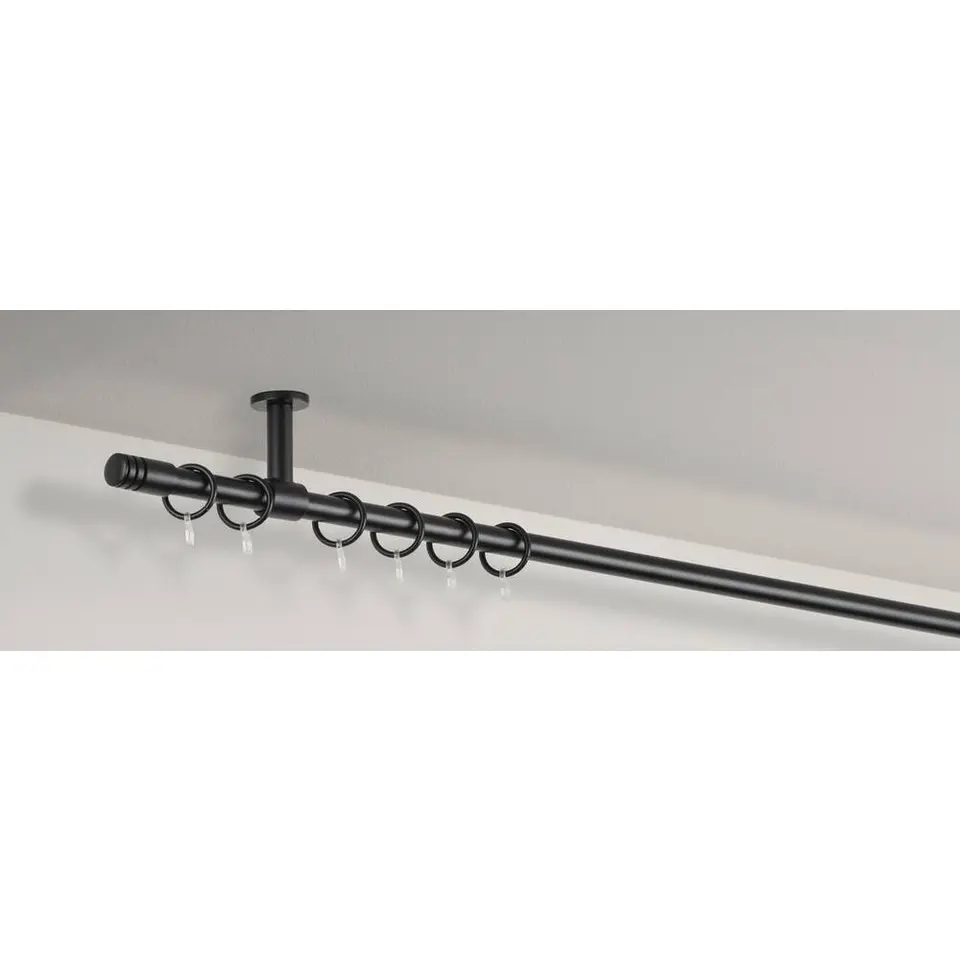 Gordijnroede 120cm zwart metaal - Ø16mm (1209076)