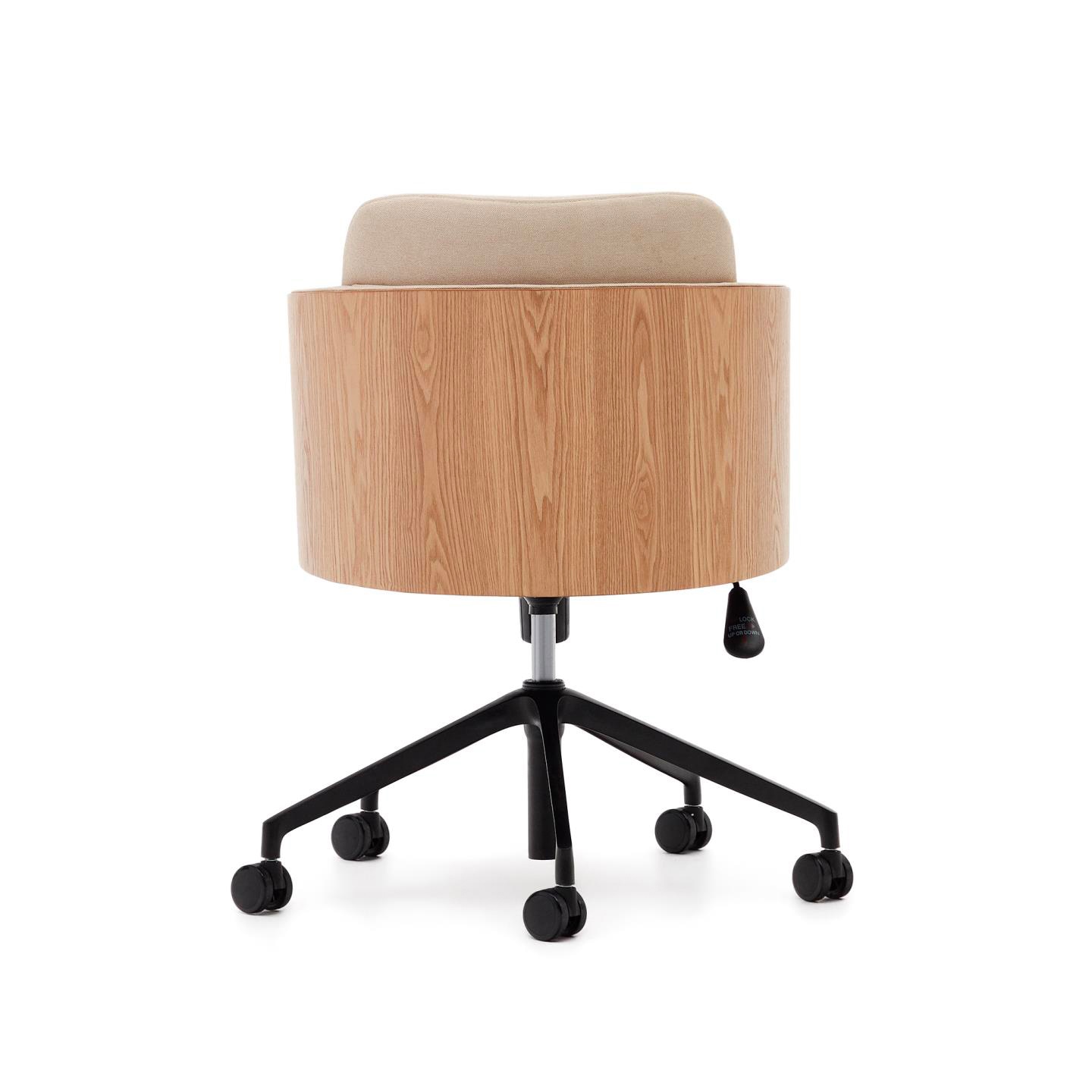 Kave Home Schreibtischdrehstuhl MADAI beige/braun/schwarz