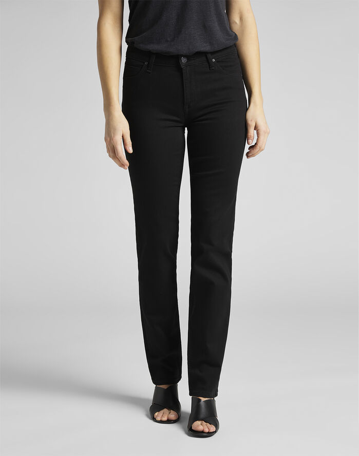 Lee Marion straight black rinse jeans Sort