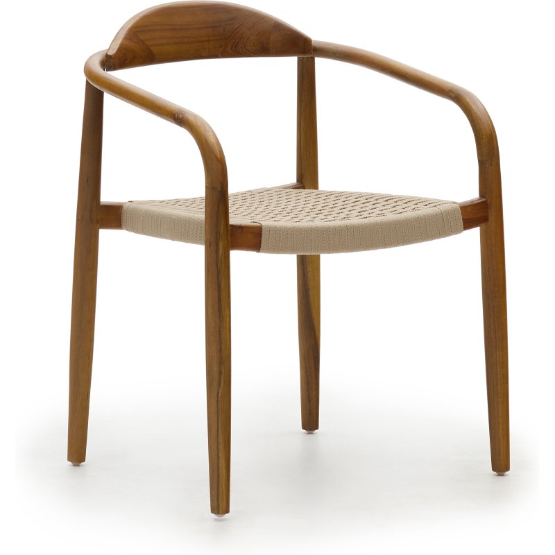 Chaise Nina - corde beige - bois d'acacia massif noyer