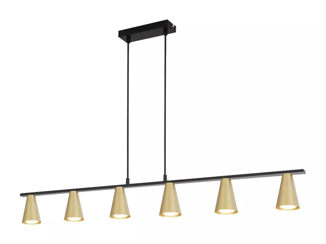 NETTLIFE Lampe suspendue table à manger suspension GU10 : lampe de salle à manger 6 ampoules en métal noir doré moderne industriel