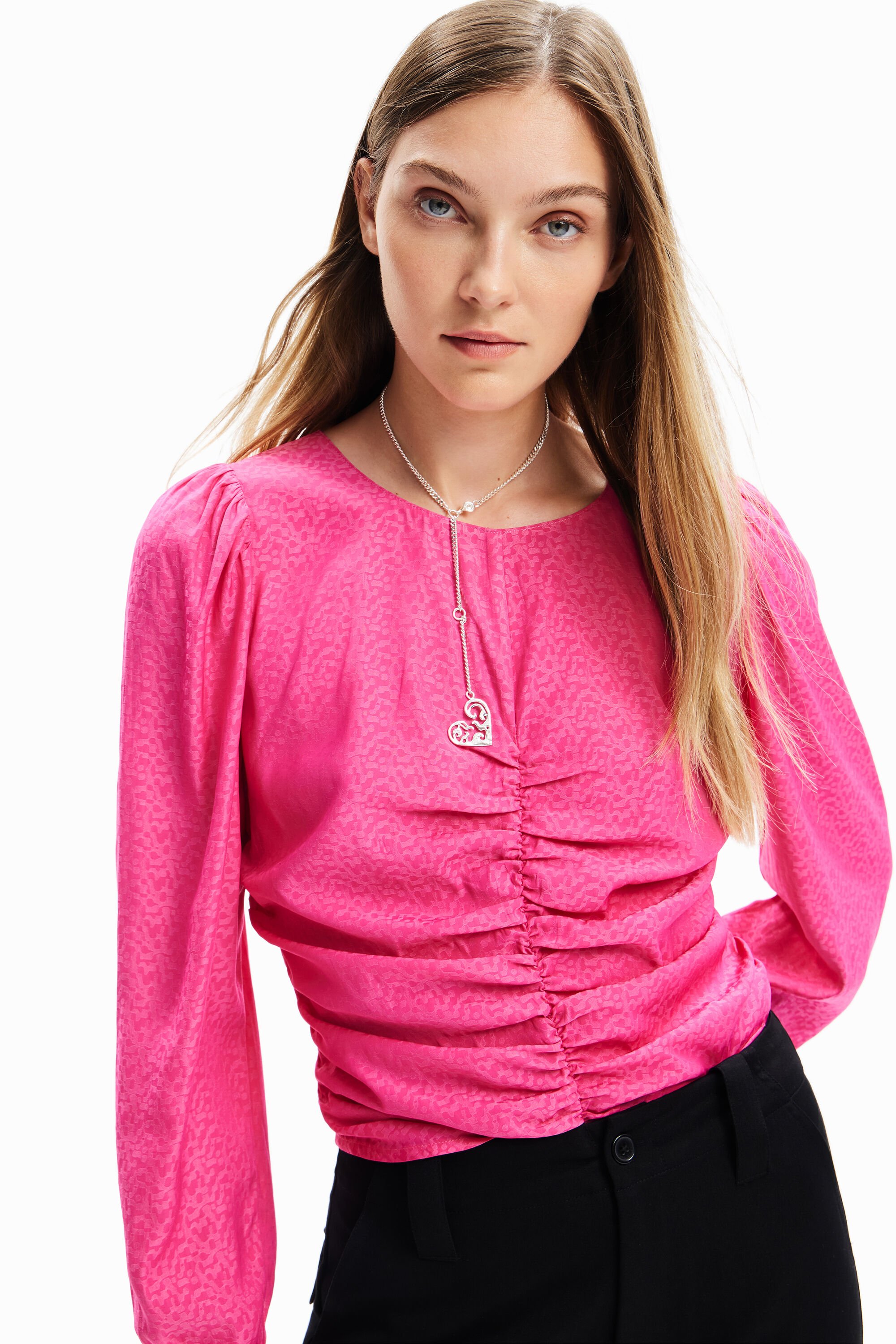 Blouse froncée jacquard