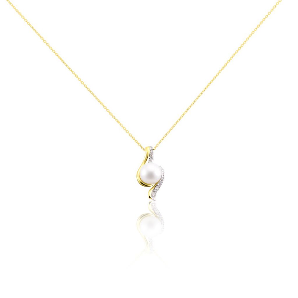 Collier Grazilla Or Bicolore Perle De Culture Et Diamant