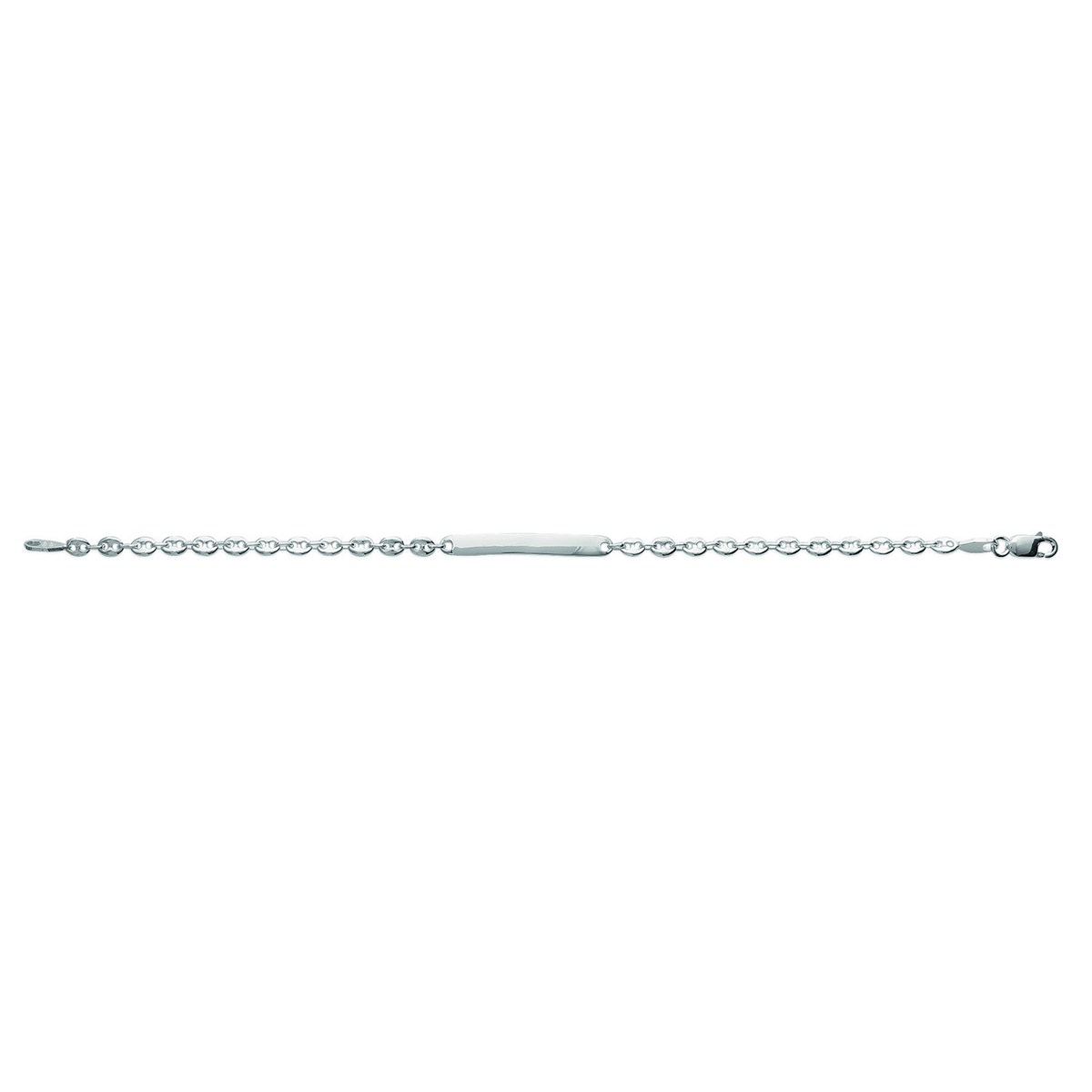 Bracelet identité Brillaxis maille grains de caféargent rhodié