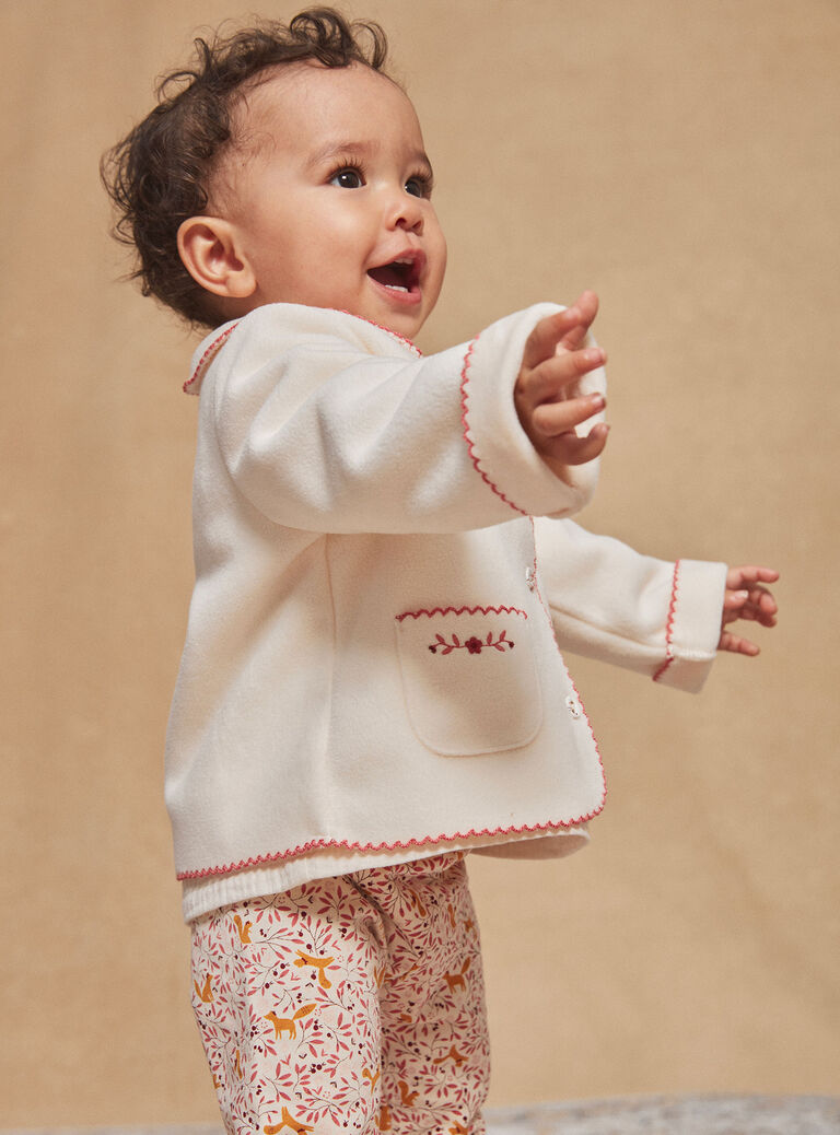 Cardigan écru en polaire