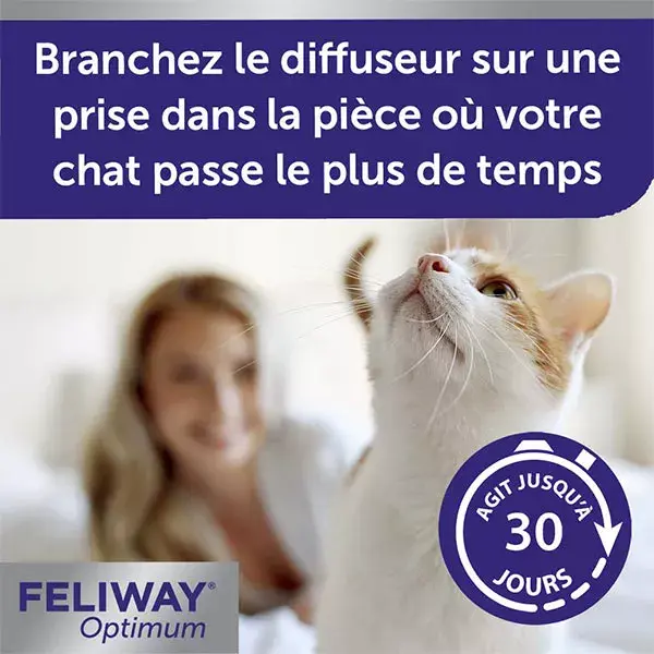 Feliway Optimum Anti-stress Refil para gatos, nova fórmula para 30 dias.