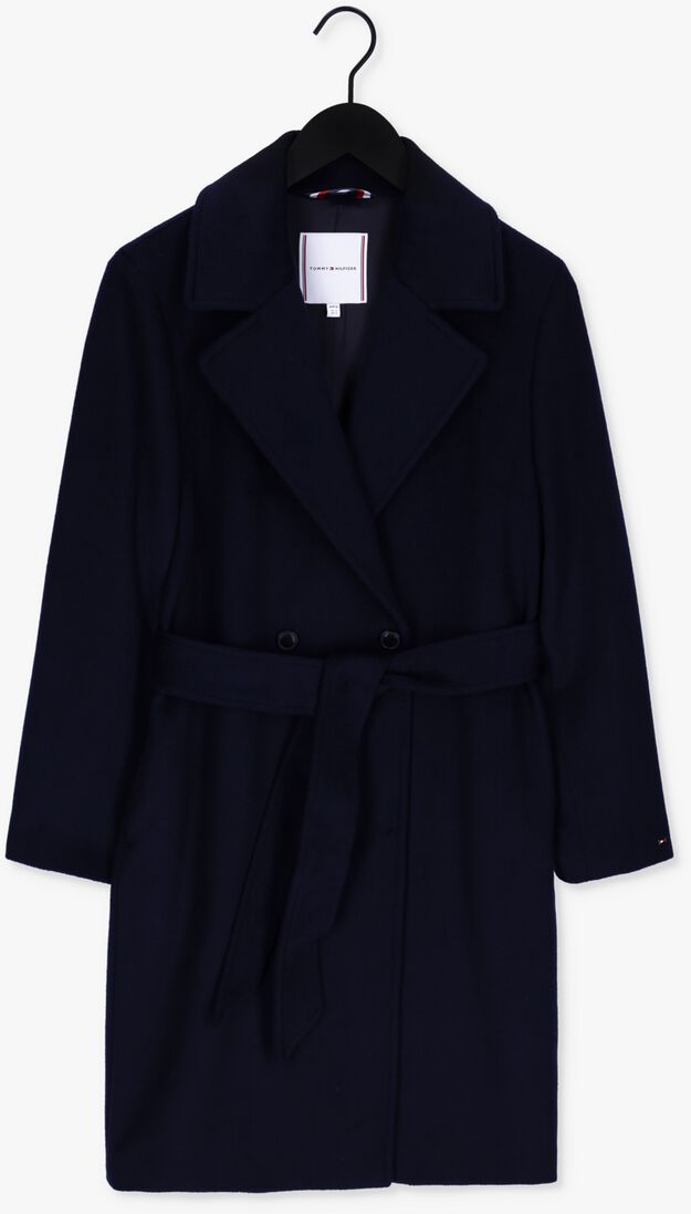 TOMMY HILFIGER donkerblauwe tommy hilfiger mantel wool blend db belted coat