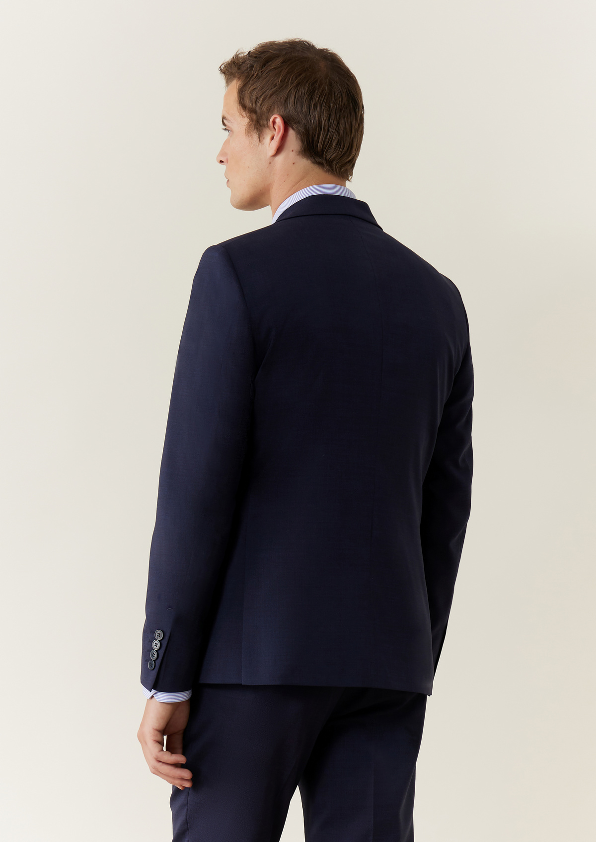 Veste de costume voyage Regular en laine Marzotto unie bleu marine