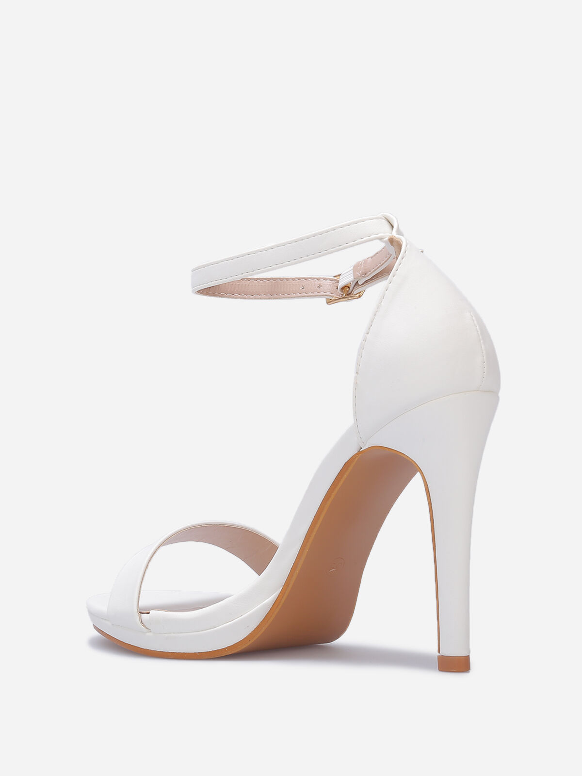 Sandales à talon fin et bride- Blanc