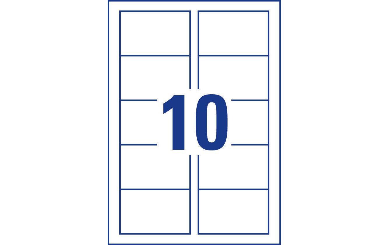 Visitenkarten-Etiketten Laser 85 x 54 mm 220 g/m² 100 StückEtiketten für Drucker, 85x54 mm, weiss