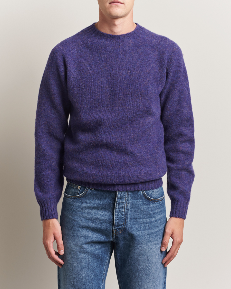 Harley Of Scotland Brushed Supersoft Lambswool Crewneck Iris