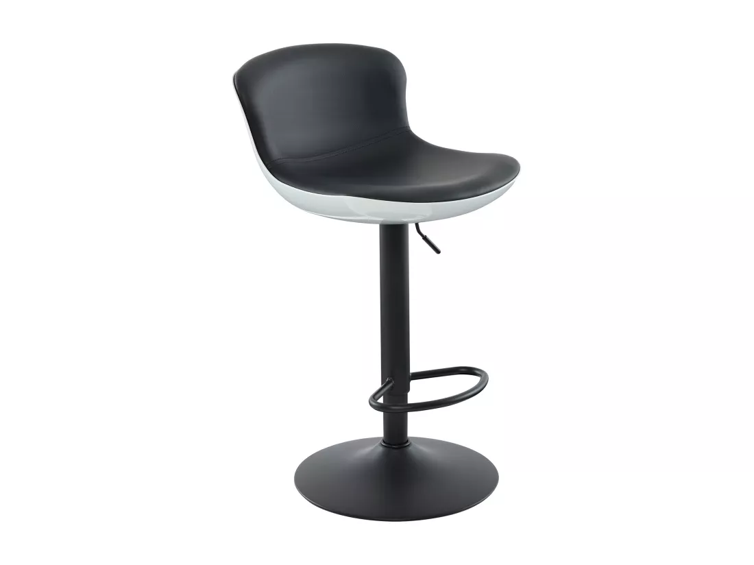 Lot de 2 tabourets de bar en simili et métal - Hauteur réglable - Noir - LAMILIA