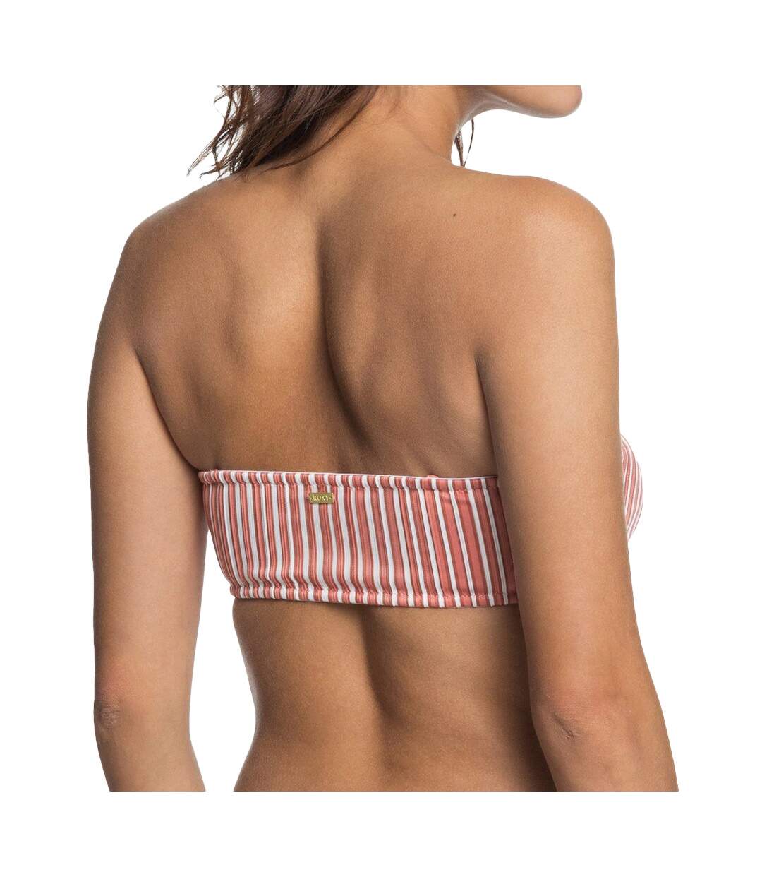 Haut de Bikini Marron/Blanc rayures Femme Roxy Sandy