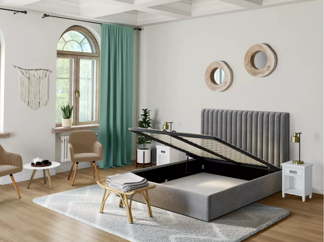 Chaise avec accoudoirs en velours et métal effet bois - Beige - ELEANA
