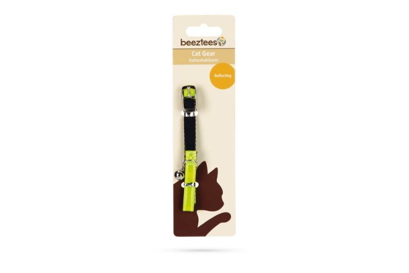 BEEZTEES Reflecterend - Kattenhalsbandje - Geel - 19 tot 32 cm