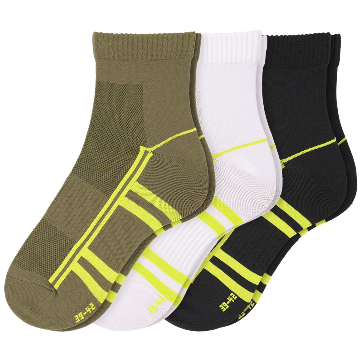 VanVaan 3 Paar Herren Sport-Sneaker-Socken im Set schwarz / weiss / oliv