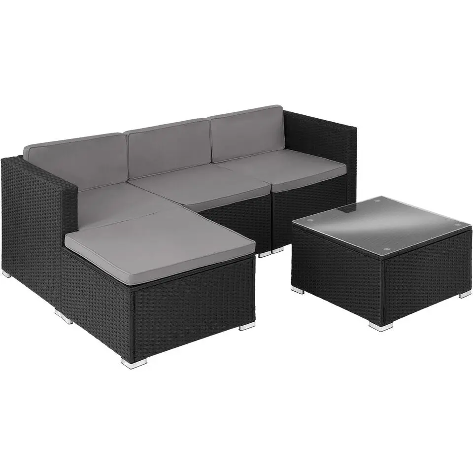 tectake Wicker lounge Lignano, Zwart