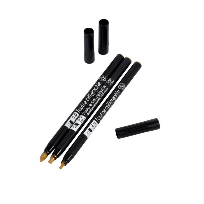 SET 3 STYLOS CALLIGRAPHIE OR