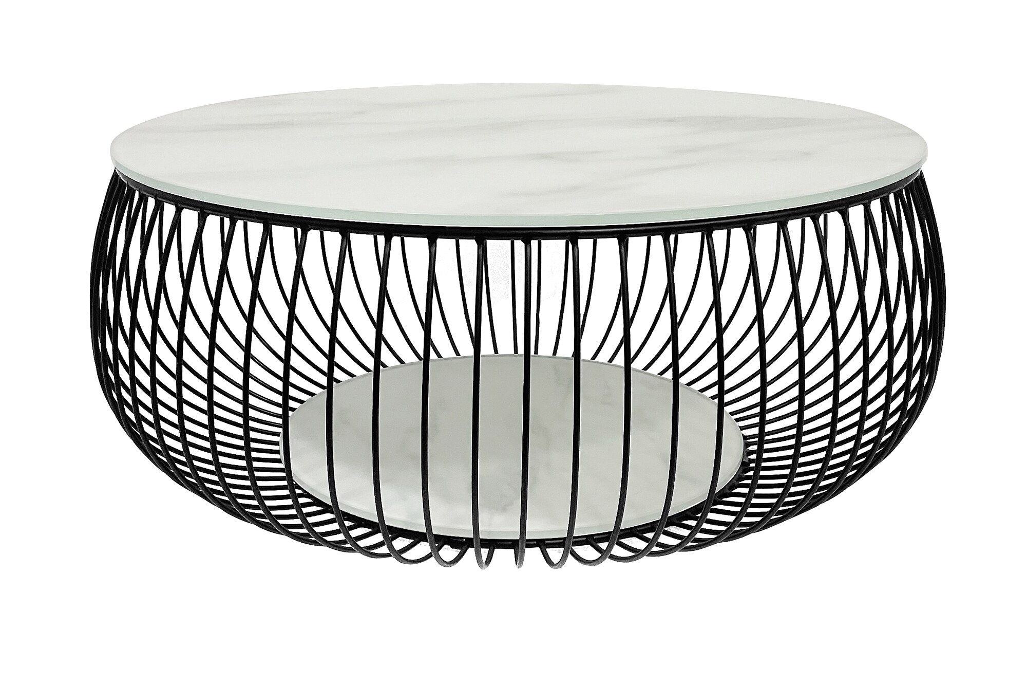 Couchtisch Ø 80cm schwarz weiss Glastisch Beistelltisch Sofatisch Wohnzimmertisch
