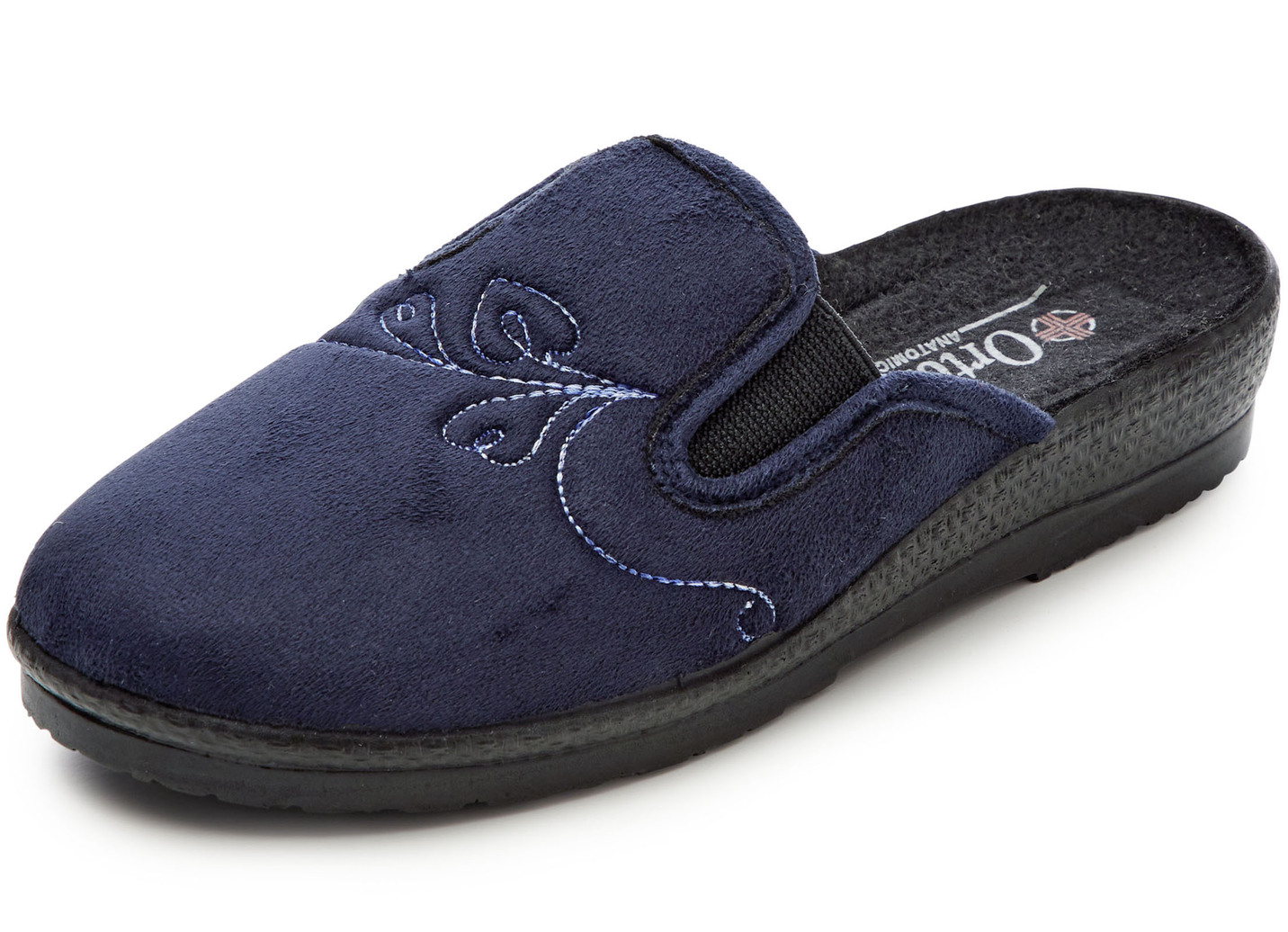 Zweierpack Pantoffeln mit besticktem Veloursmaterial