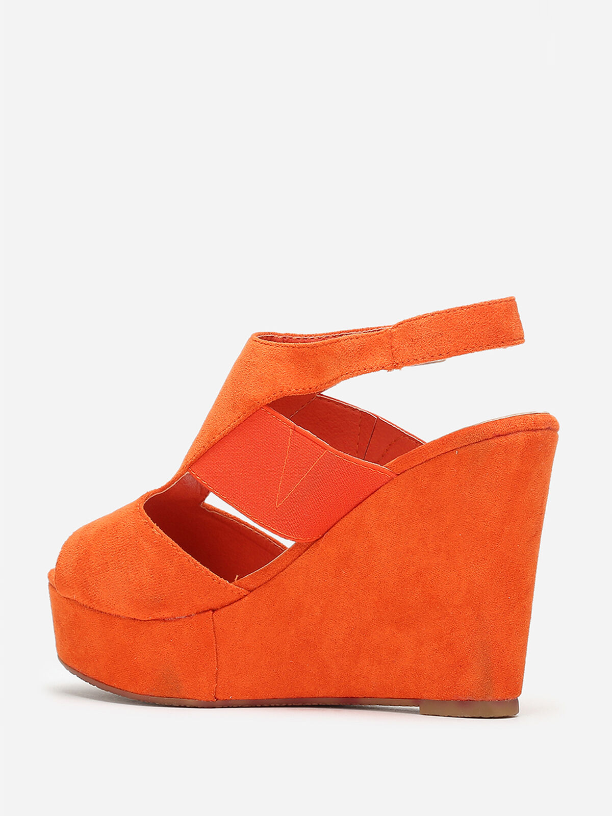 Sandales compensées à bride asymétrique- orange
