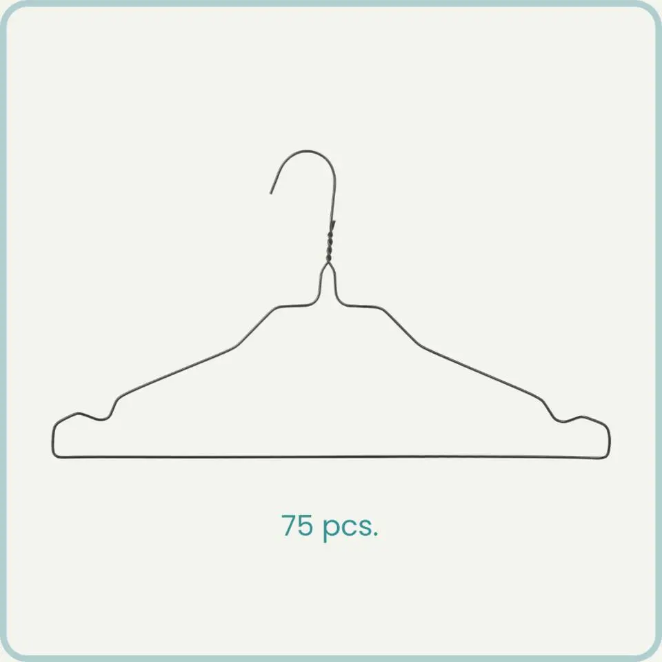 Nordix Kledinghangers set 75 stuks Metaal Zwart Draadhanger Kleerhangers