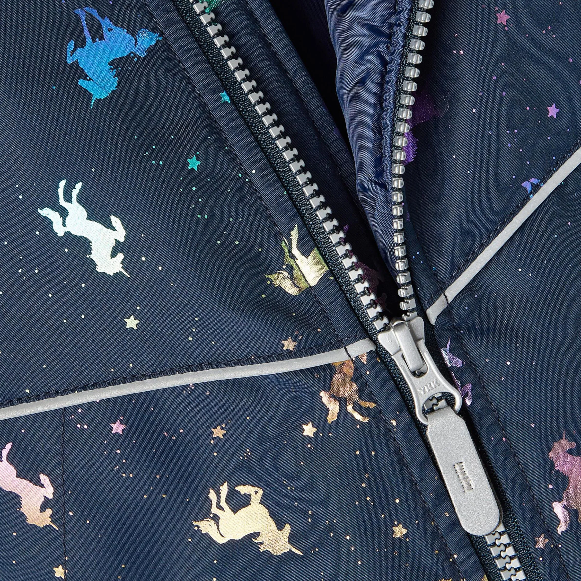 Mädchen Steppjacke mit abnhembarer Kapuze und Pferde-Print