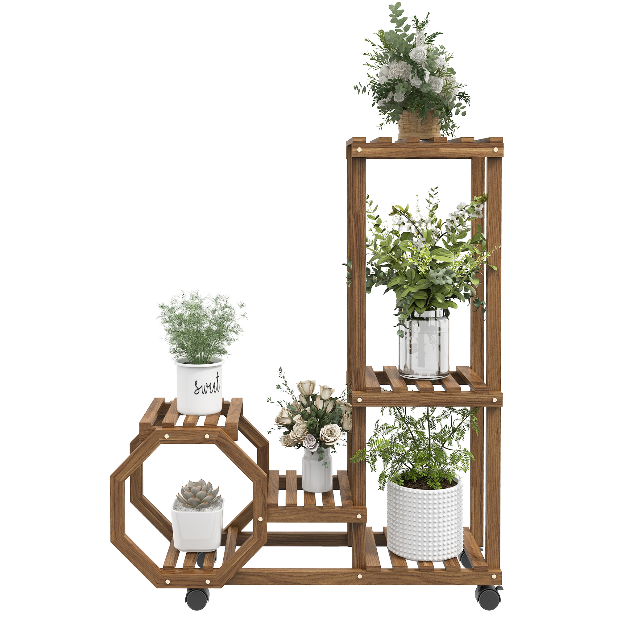 Prateleira para plantas Outsunny, carbonizada