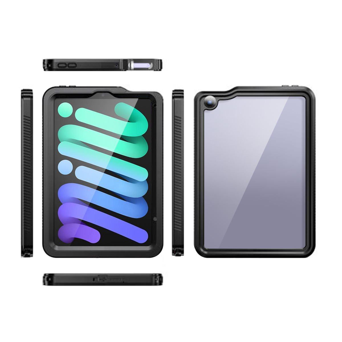 iPad Mini 7 (2024) / Mini 6 (2021) Peak 3000m Wasserfeste Outdoor Hardcase Hülle (IP68) (EGPE00162) - Schwarz
