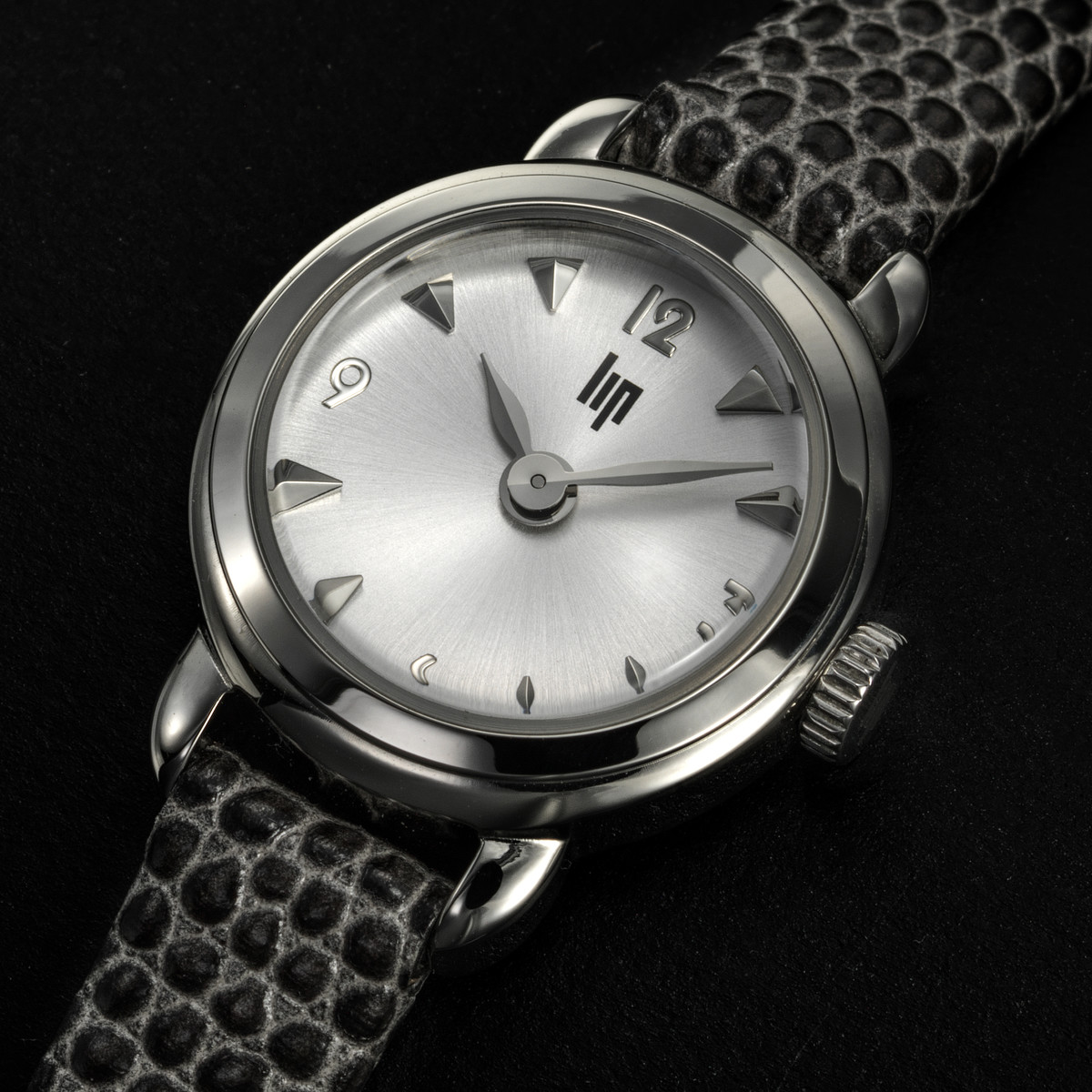 Montre LIP Henriette femme acier bracelet cuir gris