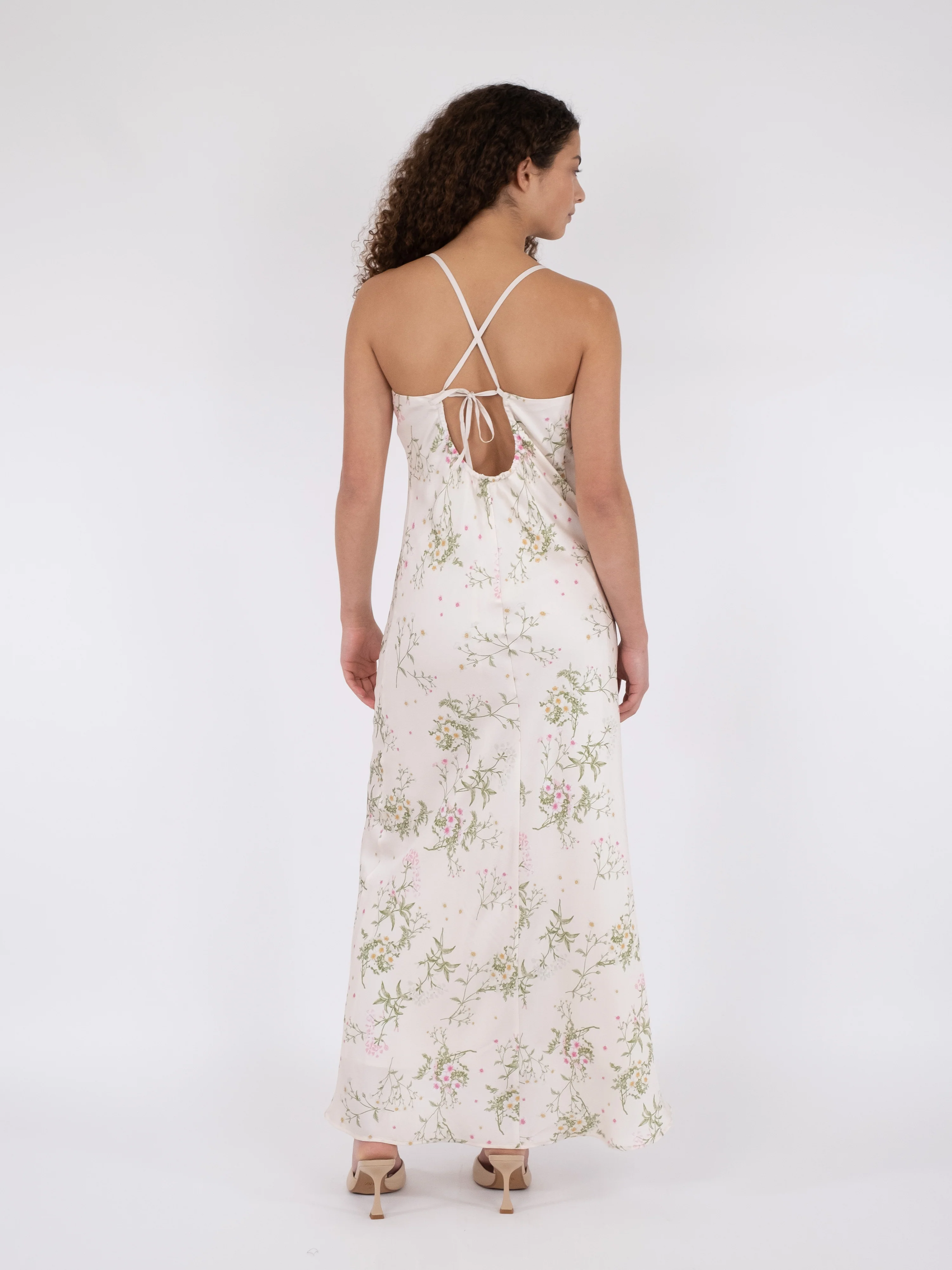 Neo Noir  Clia Flower Field lang kjole - Off White