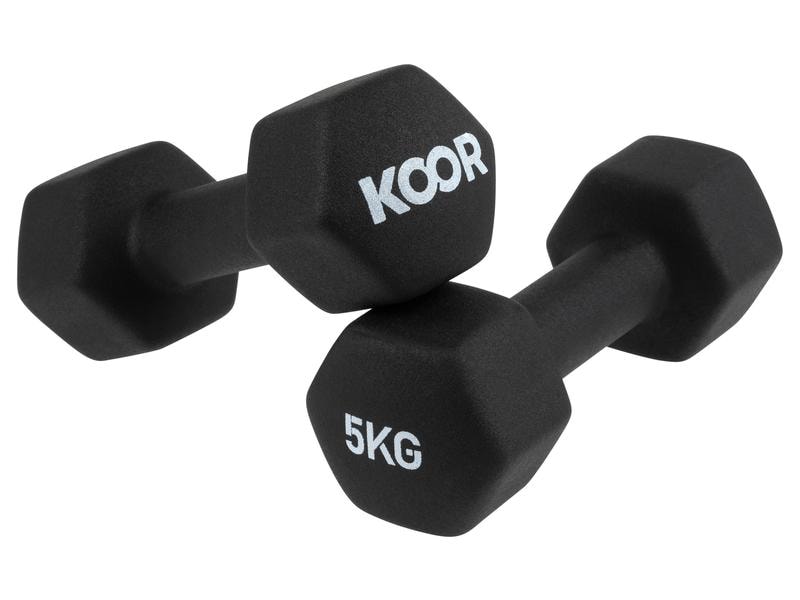 KOOR Kurzhantel-Set 5 kg, Schwarz Ideal für das Training zu Hause