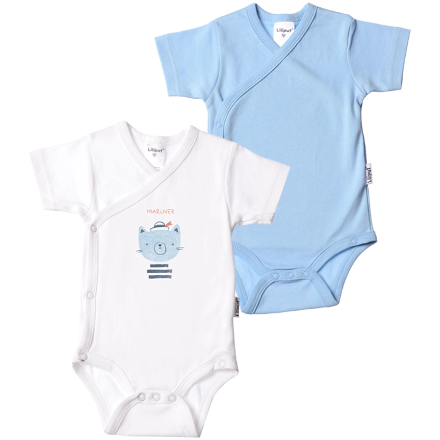Liliput Kurzarm Wickelbody 2er Pack Mariner weißhellblau